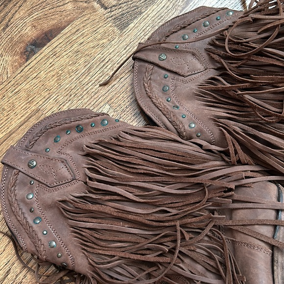 Liberty brown cowboy boots with fringe 8.5 - Picture 7 of 7